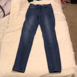 high waisted blue jeans
